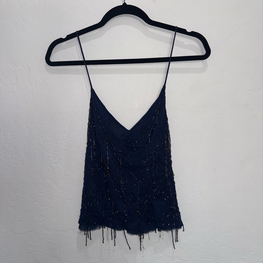 Free People Navy Beaded Camisole - Picture 3 of 6